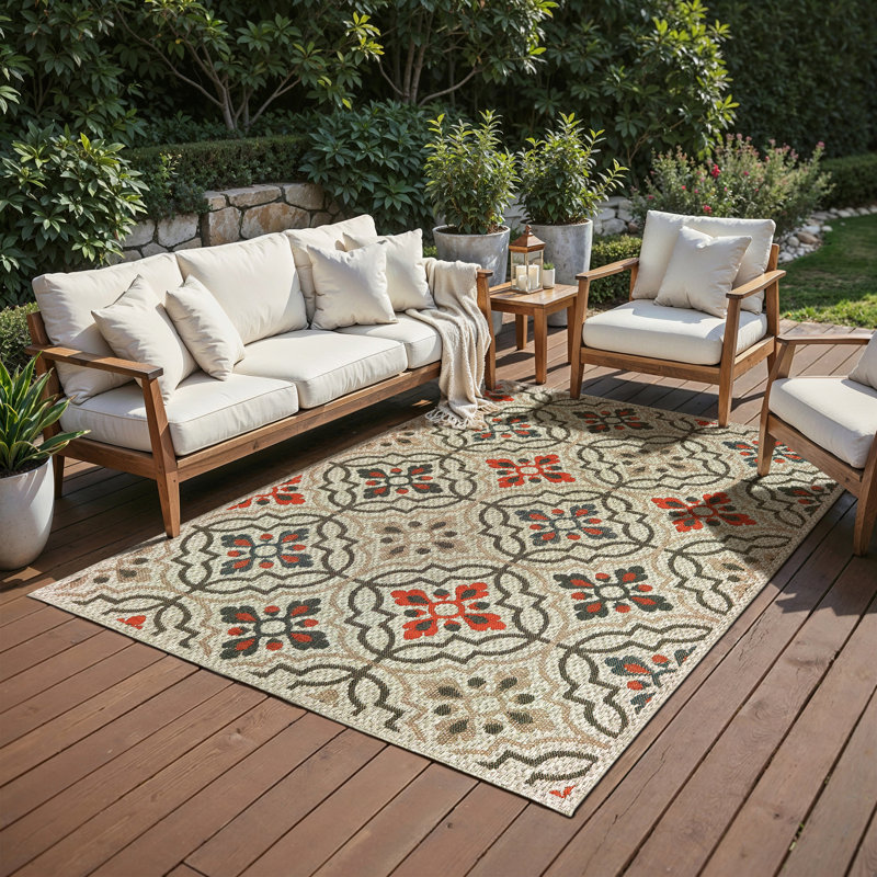 Izola Oriental Indoor/Outdoor Area Rug, Rectangle 7'10" x 10'