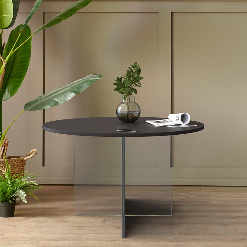 Table basse ronde en bois aggloméré Ballyclug, Noir, H 16,06 po x L 27,5 po x l 27,5 po
