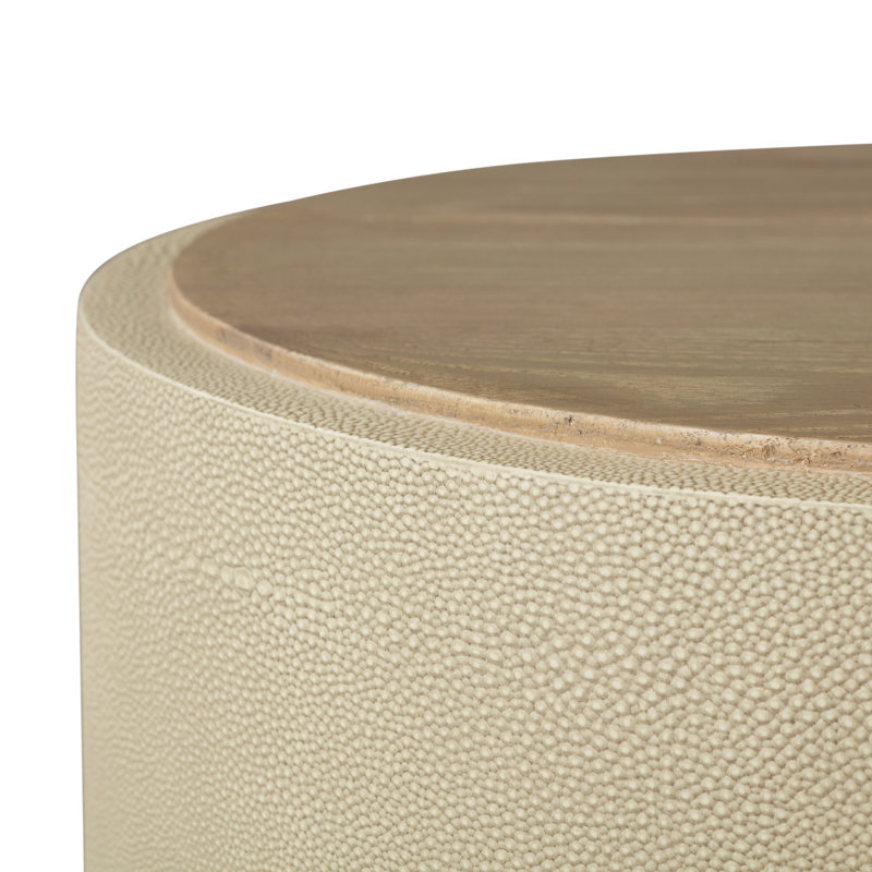 Crosby Solid Wood End Table, Light Cream Shagreen