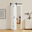 Porte de grange pliante, 36 po x 84 po, portes de placard coulissantes pliantes en panneau de fibres à densité moyenne, ensemble de quincaillerie inclus, conception en H peu encombrante, besoin d'être assemblé, pour la chambre à coucher, le salon, la garde-robe et le paravent, blanc