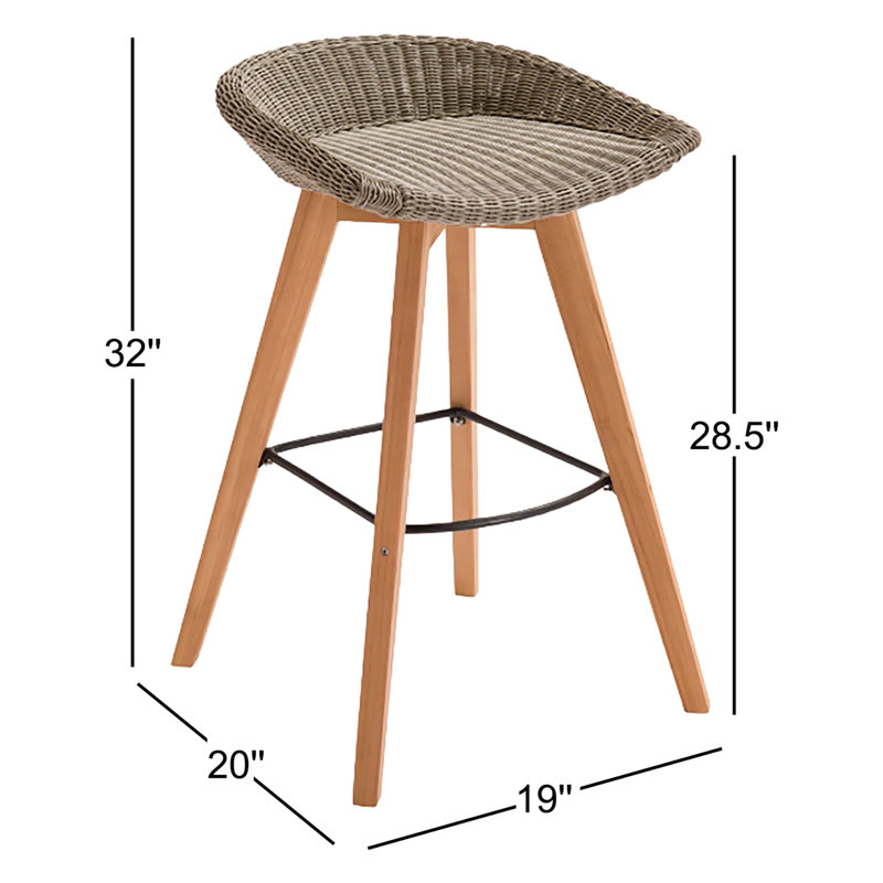 Leandra Outdoor Teak Bar Stool