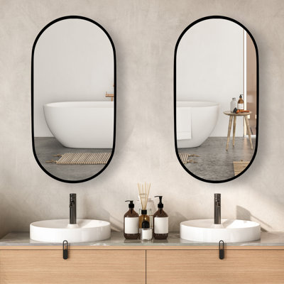 Ahupendra 36"x18" Oval Bathroom Vanity Mirror For Wall Hang Vertically & Horizontally (Set of 2)