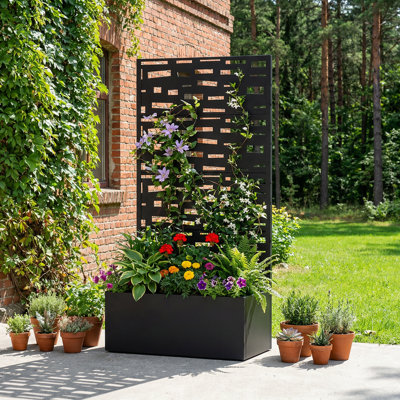 Lit de jardin extérieur surélevé en métal avec treillis