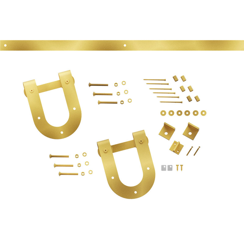 Ensemble de quincaillerie de porte de grange simple standard Premium Horseshoe, Or Jacob, 72 po