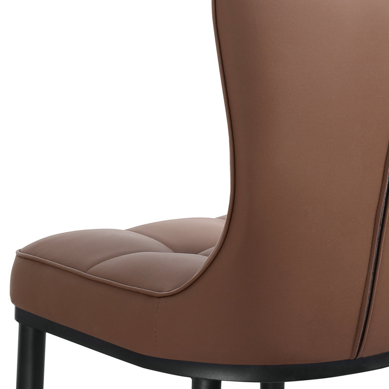 Modern Upholstered Dining Chair with Metal Frame, Brown