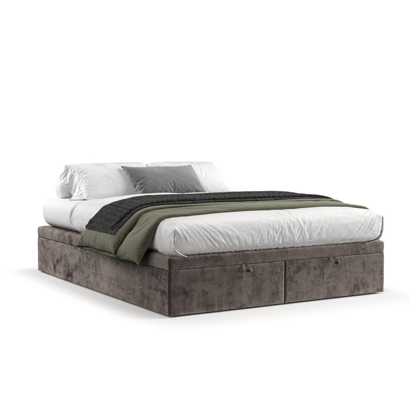 Upholstered Bed HICKORY With Storage, Super King (6'), Brown