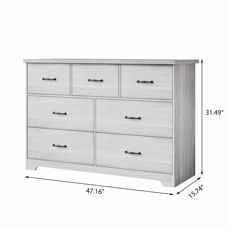 Commode à 7 tiroirs Rotan, Gris