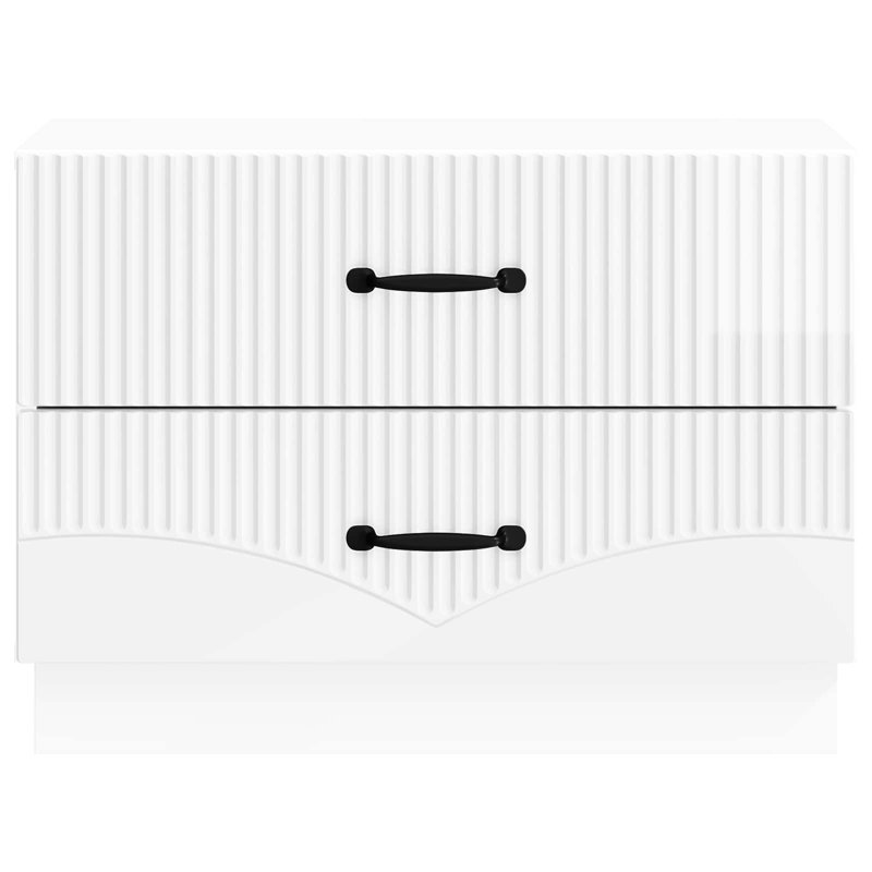 62cm W Manufactured Wood Bedside Table, High Gloss White