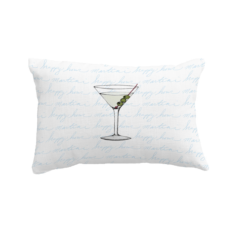 Coussin décoratif d’extérieur en verre à décoloration & martini & insert , bleu