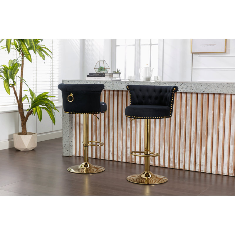 Ensemble de 2 tabourets de bar pivotants avec repose-pieds réglables avec repose-pieds pour la cuisine et la salle à manger 2PC / ENSEMBLE
