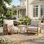 Fauteuil club de patio en bois d'acacia avec coussins Baymont