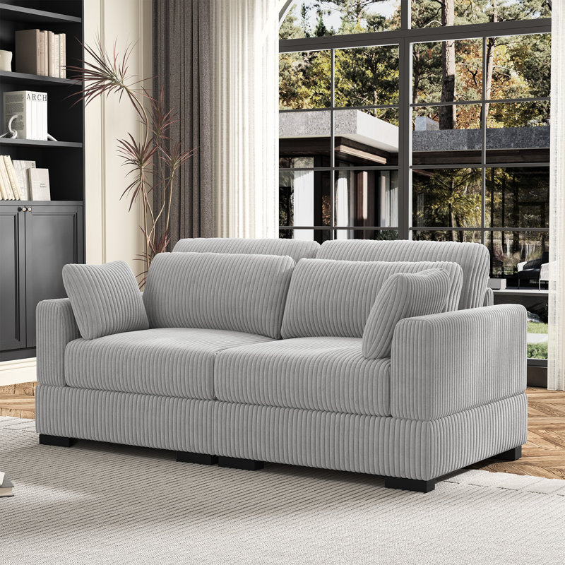 Zenaide 70.8'' Corduroy Loveseat, Zenaide Gray Corduroy