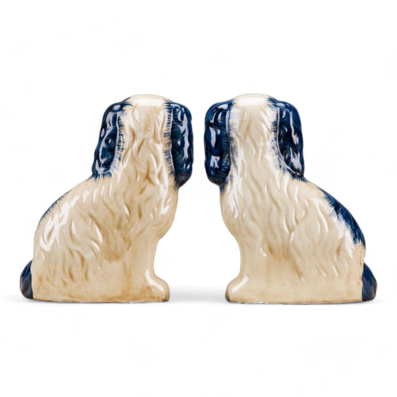 Porcelain Staffordshire Dog Figurines Pair, Blue