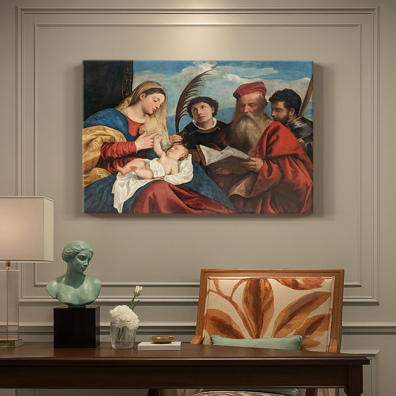 La Vierge et l'enfant avec les saints Stephen, Jerome et Maurice-Titian-Gallery, toile tendue-c. 1520, 40 x 60