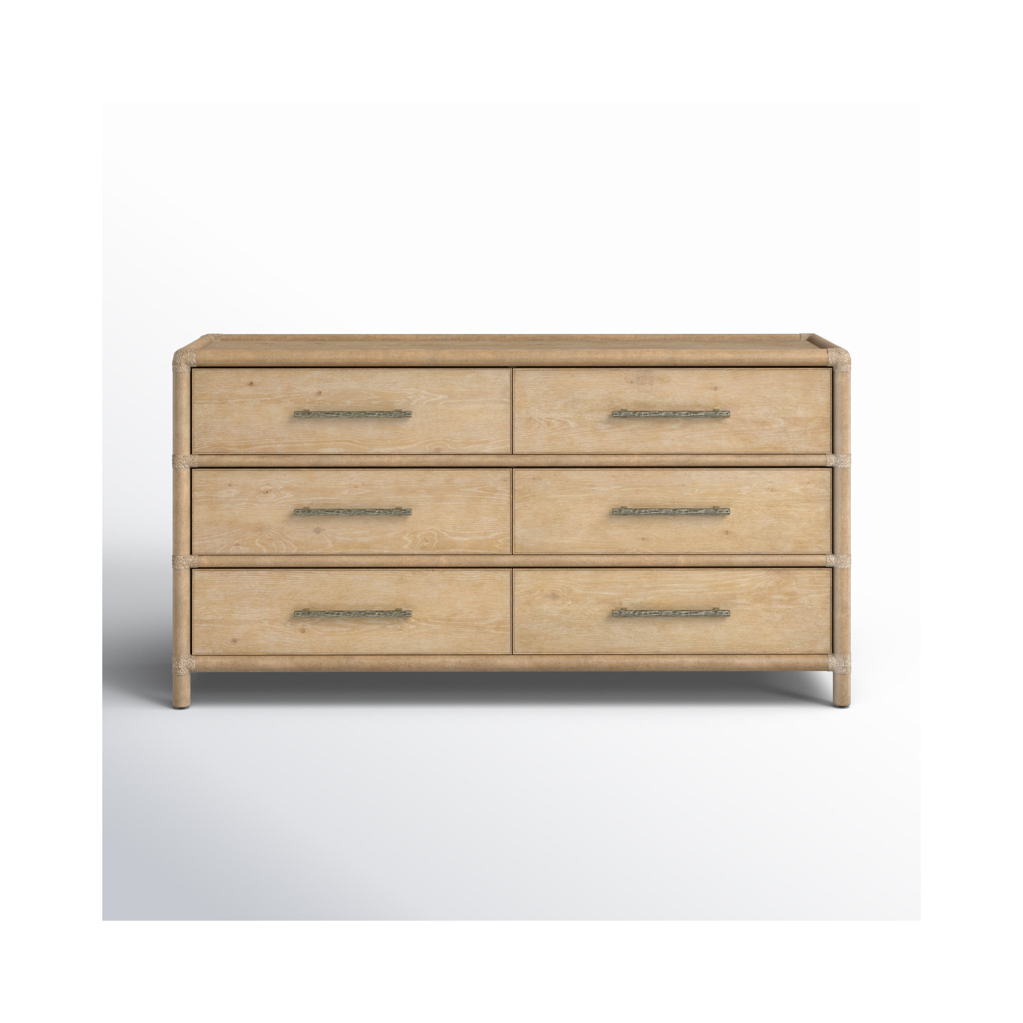 6 - Drawer 68" W Dresser, Light Wood/Dune