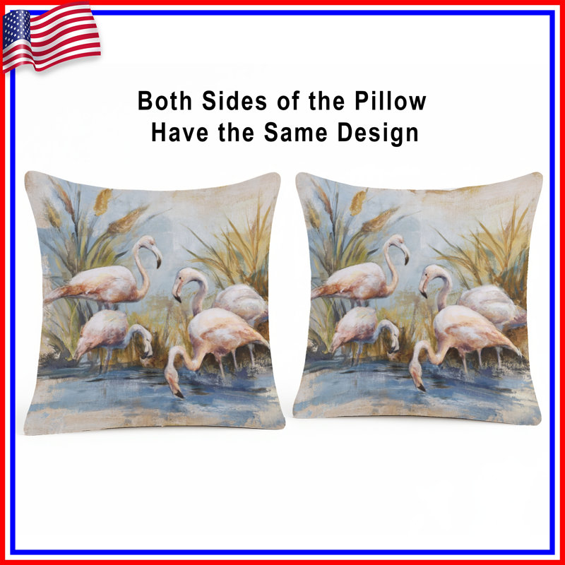 Coussins Flamants roses dans l'eau, 26 x 26 pouces