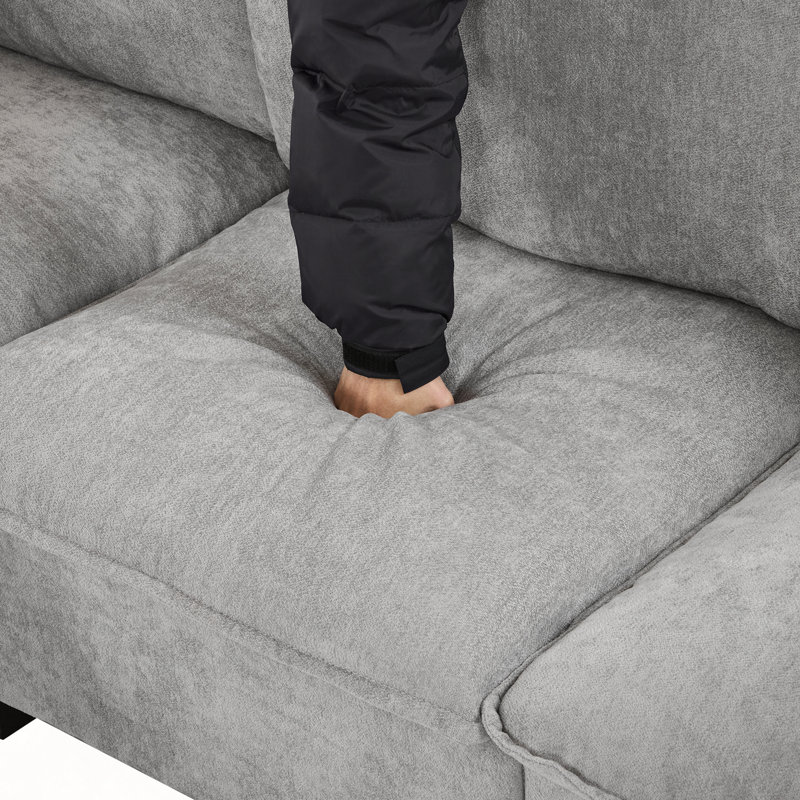 90" U-shaped Sectional Sofa Modular Sofa Couch with a Movable Ottoman , a Coffee Table with Hidden Charging Devices for Living Room