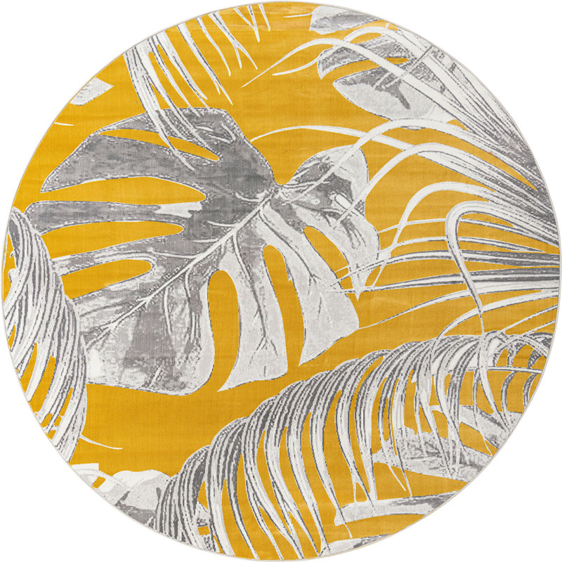 Floral Indoor Rug, Round 7'