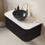 Meuble-lavabo mural avec lavabo, armoire de rangement cannelée à bord arrondi avec tiroir, vasque en céramique noire, pré-assemblé-1846728930-1846728931