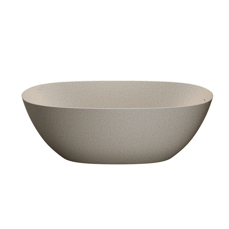 Orange 61'' Solid Surface Freestanding Bathtub, Wear - , Non Permeable, Comfortable Bathing, Smooth And Rounded Soaking Tub, Surface, Overflow, Good Insulation, Easy Installation