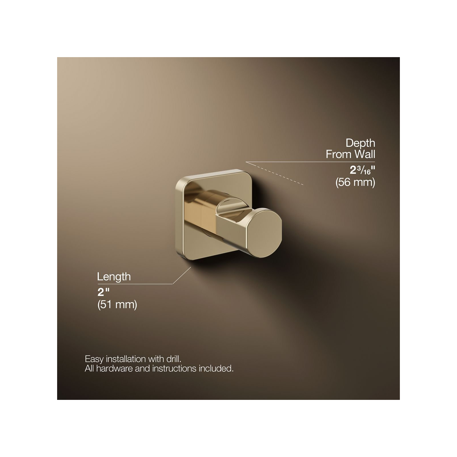 Parallel Robe Hook, Gold