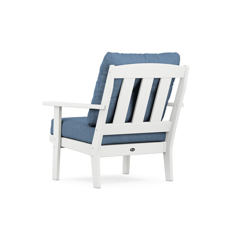 Chaise à assise profonde Lakeside Cape Cod, Bleu ciel, Blanc classique