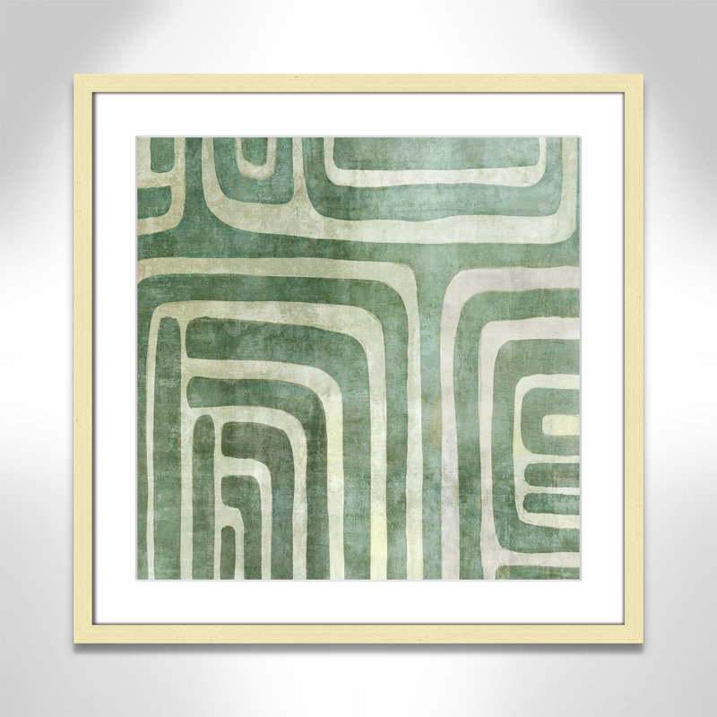 «Whimsical Green II» par Emma Peal, Papier avec cadre unique doré, Oui, 23.5" H x 23.5" W x 0.75" D