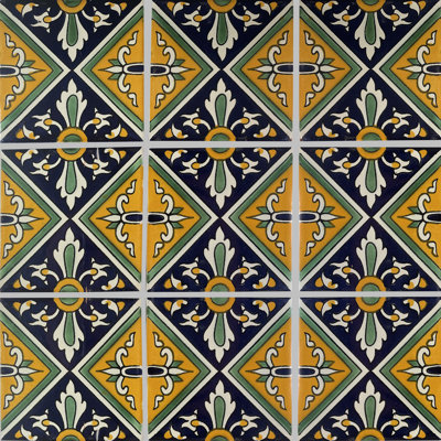 4,2 po x 4,2 po mosaïque de dosseret faite à la main 9 pièces TalaMex Cosmos