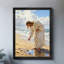 Reproduction d'art encadré noir, Jésus rétro se promenant au bord de la mer-835350596