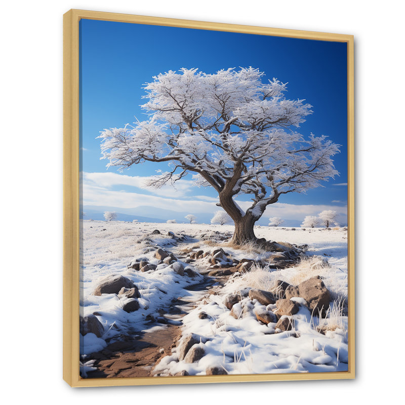 Snow Tree Winters Solitude - impression, H 32 po x l 24 po x P 1 po, Cadre naturel flottant