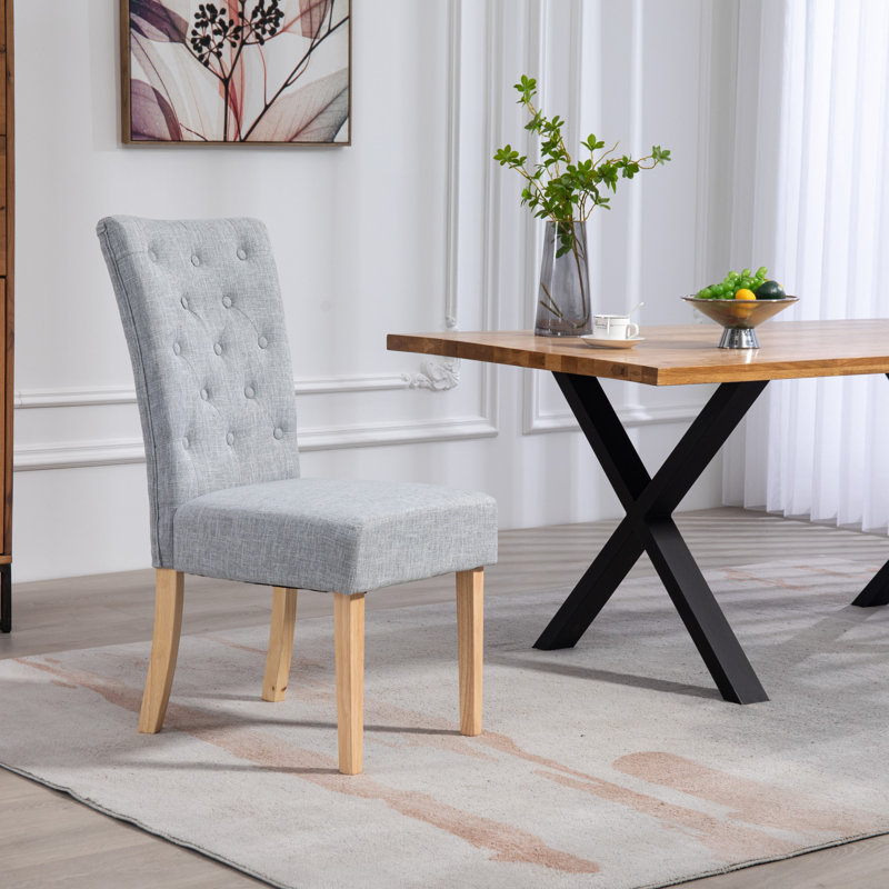 Ainaro 47cm H Fabric Upholstered Wing Back Parsons Chair, Light Grey