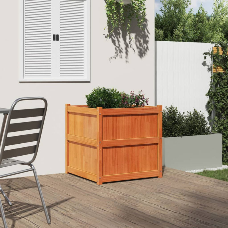 Wooden Kogut Flower Box, Natural Orange, 27.56" H x 35.43" W x 19.69" D, 1