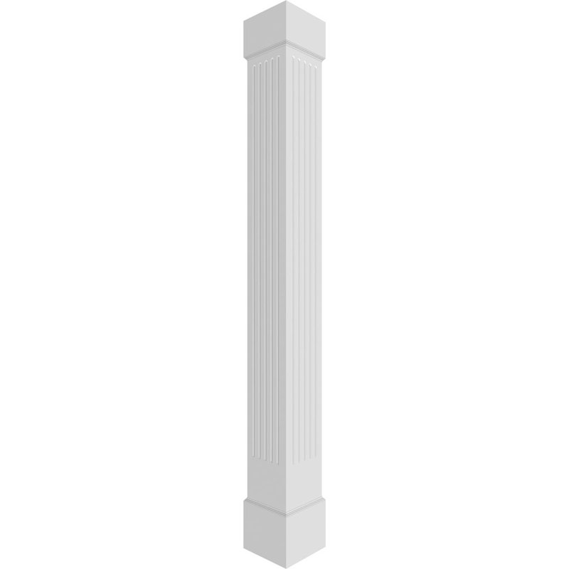 Colonne en PVC cannelée, carrée et couronnée Craftsman Classic, H 96 po x l 7,63 po, Standard standard et base