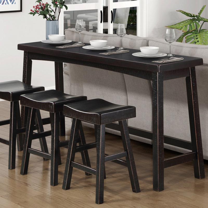 Ensemble de 4 tabourets à hauteur de comptoir, table et tabouret de comptoir, Noir, Noir