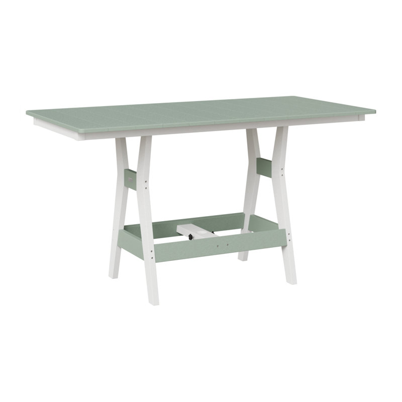 Berlin Gardens Harbor 66″ Rectangular Table, Seafoam/White, 35.5" H x 66" W x 33" D