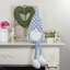 Figurine gnome à ressorts 34 "bleue et blanche avec un chapeau à pois et des pieds