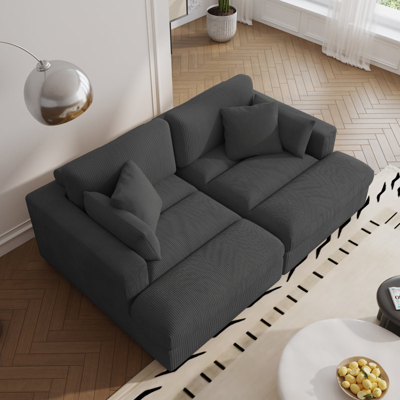 Bentura Echavarria 213.4Cm Recessed Arms Modular Sleeper, Grey