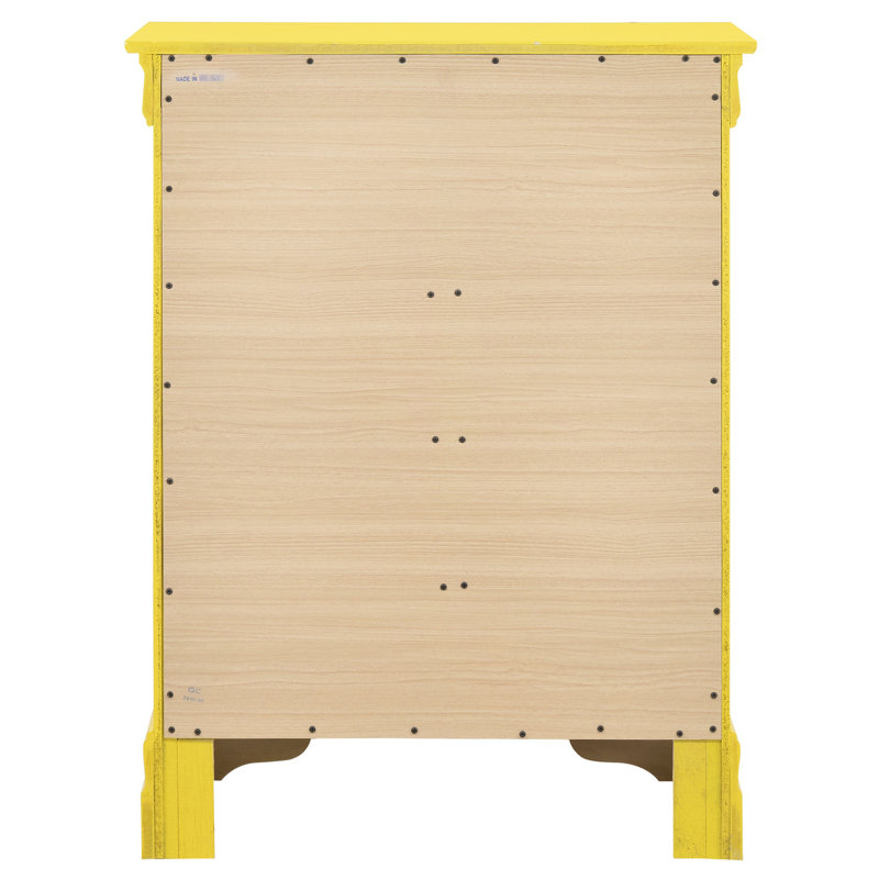 Commode de rangement jaune pour chambre à coucher - G3102 Tiroirs à queue d'aronde anglaise pour la stabilité 4 tiroirs décoratifs traditionnels avec éléments de base décoratifs Moulures courbées Combinaisons robustes