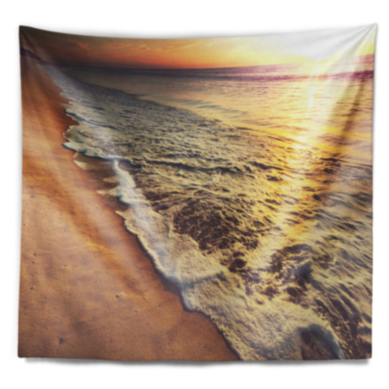 Tapisserie coucher de soleil sur la plage, H 32 po x l 39 po