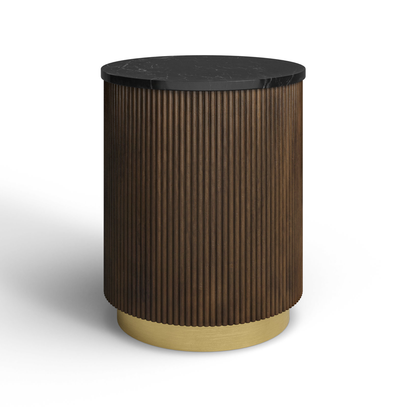 Rylee Modern End Table, Black Top / Dark Brown/Gold Base