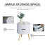 3-Tier Coffee Table, Round End Table with 2 Hidden Compartments and Detachable Tray, Side Table with Storage 38*38*48.3 cm Manufactured Wood 1 Piece Side Table White Round Shape