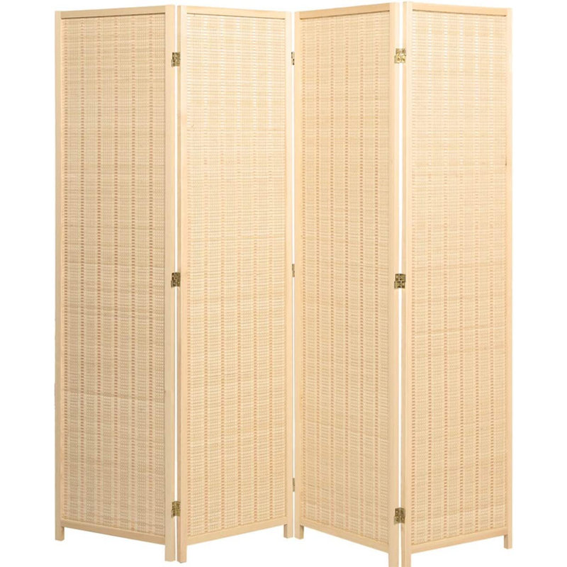 Paravent en bois massif Akridge, 4, Naturel