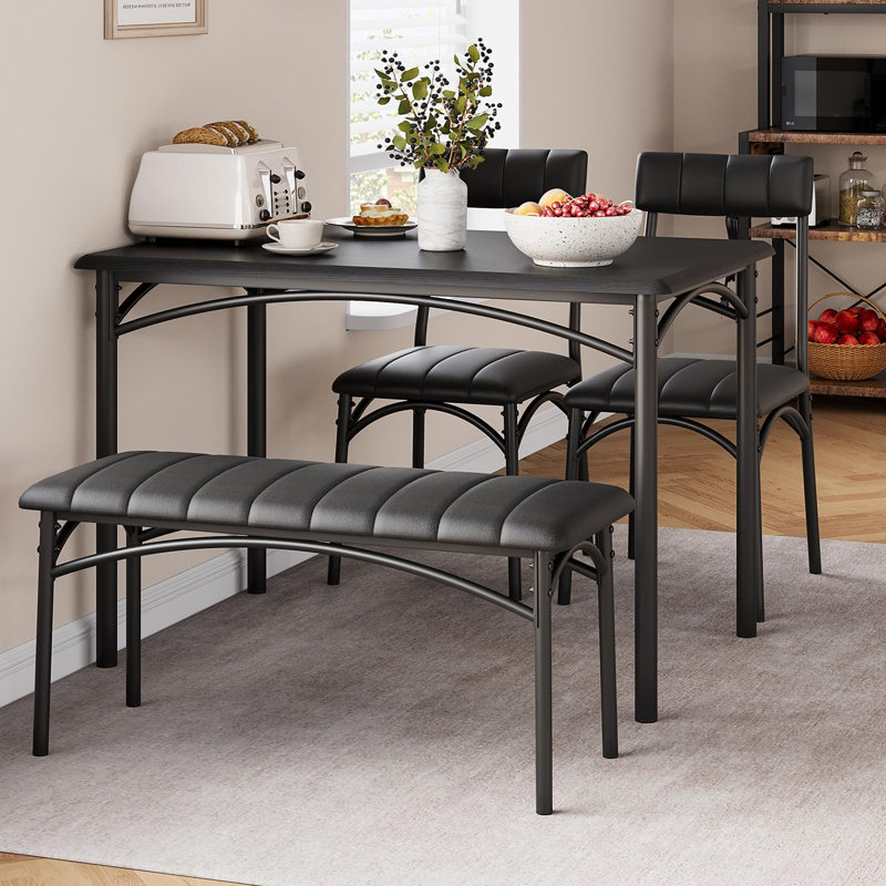 Komuda 4 - Person Four Leg Dining Set, Black