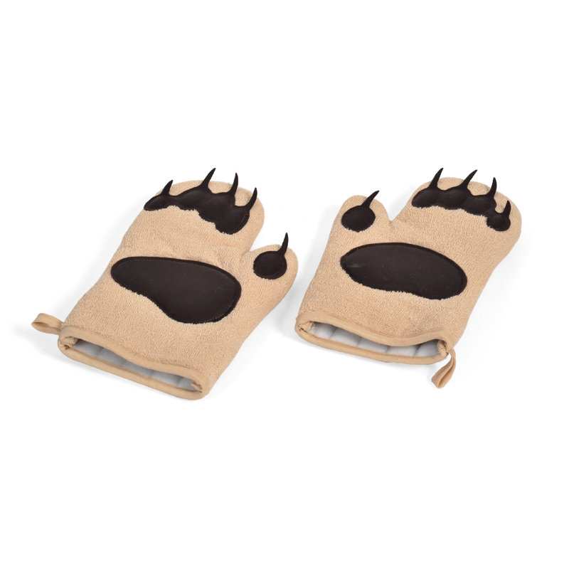 Genuine Fred POLAR BEAR HANDS Oven Mitts, Medium, Brown