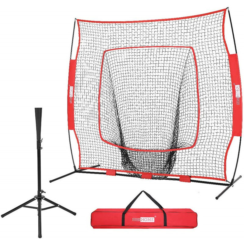 Filet de baseball pratique avec filet et étui de transport, Rouge