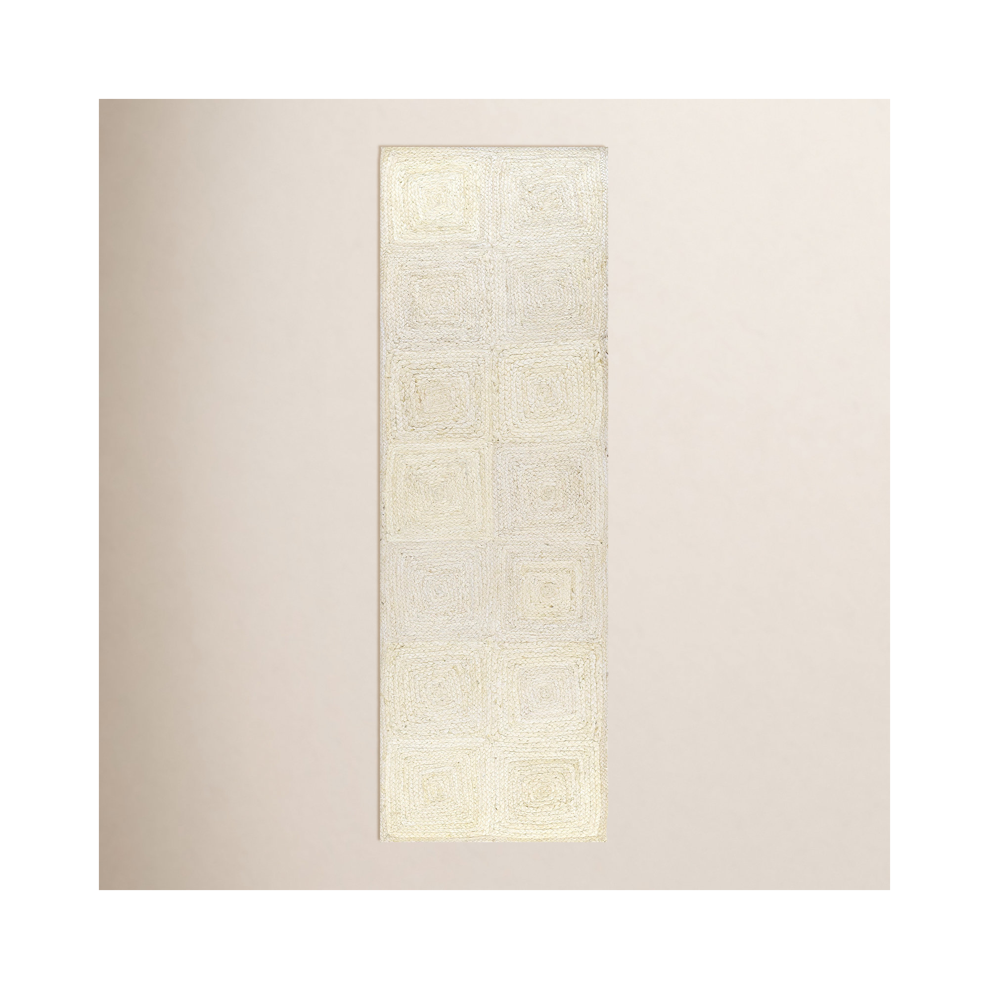 Momeni Maritime Hand Woven Jute Geometric Ivory Area Rug Runner, Runner 2'3" x 8'