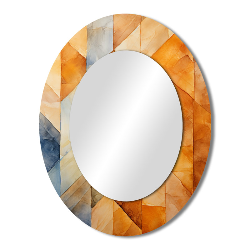 Topaz Tessellation I - Miroir mural ovale moderne jaune, 43 po x 33 po