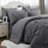 Bedsure Twin/Twin-XL Burgundy Pintuck Bed-in-a-Bag - Dark Gray Pinch Pleat Comforter Set with Sheets, Pillowcases & Shams for Dorm Room(Set of 5)-110327219-105523229