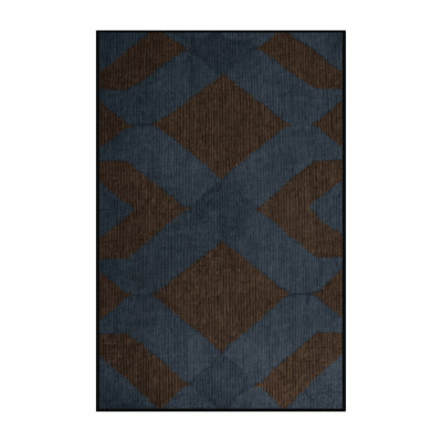 Machine Washable Checkered Gray Area Rug