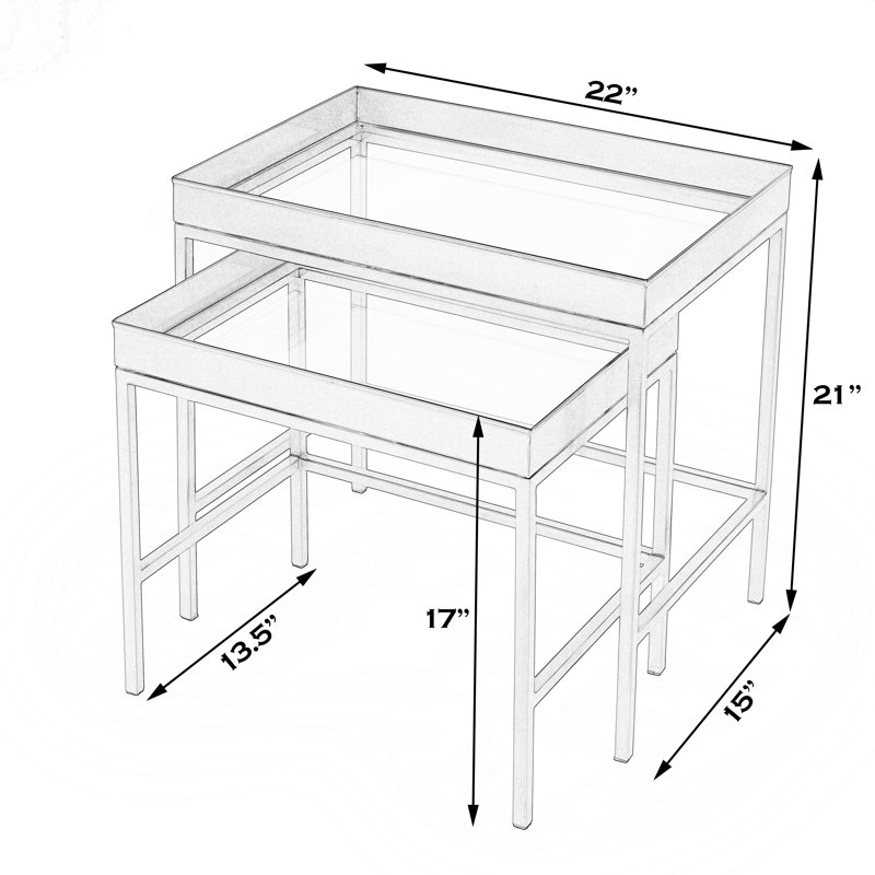 Lenny 2 Piece Glass Nesting Tables